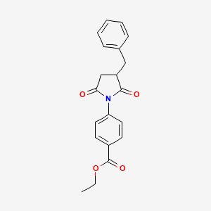 molecular formula C20H19NO4 B11196782 Ethyl 4-(3-benzyl-2,5-dioxopyrrolidin-1-yl)benzoate 