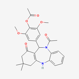 molecular formula C27H30N2O6 B11196836 4-(10-acetyl-3,3-dimethyl-1-oxo-2,3,4,5,10,11-hexahydro-1H-dibenzo[b,e][1,4]diazepin-11-yl)-2,6-dimethoxyphenyl acetate 