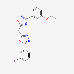 molecular formula C20H17FN4O3 B11196871 3-(3-Ethoxyphenyl)-5-{[5-(3-fluoro-4-methylphenyl)-1,3,4-oxadiazol-2-yl]methyl}-1,2,4-oxadiazole 