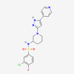 molecular formula C19H19ClFN5O2S B11196881 3-chloro-4-fluoro-N~1~-{1-[3-(4-pyridyl)-1H-pyrazol-5-yl]-3-piperidyl}-1-benzenesulfonamide 