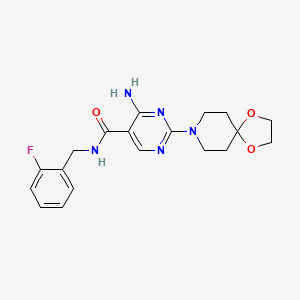 molecular formula C19H22FN5O3 B11196895 4-amino-2-(1,4-dioxa-8-azaspiro[4.5]dec-8-yl)-N-(2-fluorobenzyl)pyrimidine-5-carboxamide 