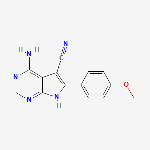 4-amino-6-(4-methoxyphenyl)-7H-pyrrolo[2,3-d]pyrimidine-5-carbonitrile