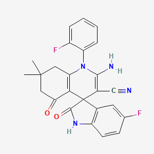 molecular formula C25H20F2N4O2 B11196976 2'-amino-5-fluoro-1'-(2-fluorophenyl)-7',7'-dimethyl-2,5'-dioxo-1,2,5',6',7',8'-hexahydro-1'H-spiro[indole-3,4'-quinoline]-3'-carbonitrile 