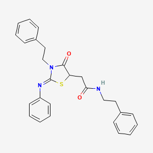 2-[(2E)-4-Oxo-3-(2-phenylethyl)-2-(phenylimino)-1,3-thiazolidin-5-YL]-N-(2-phenylethyl)acetamide