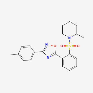 molecular formula C21H23N3O3S B11197095 2-Methyl-1-{2-[3-(4-methylphenyl)-1,2,4-oxadiazol-5-YL]benzenesulfonyl}piperidine 