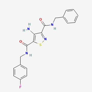 molecular formula C19H17FN4O2S B11197116 4-amino-N~3~-benzyl-N~5~-(4-fluorobenzyl)-1,2-thiazole-3,5-dicarboxamide 