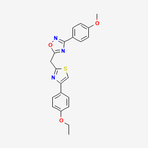 molecular formula C21H19N3O3S B11197142 5-{[4-(4-Ethoxyphenyl)-1,3-thiazol-2-yl]methyl}-3-(4-methoxyphenyl)-1,2,4-oxadiazole 