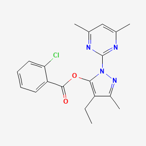 molecular formula C19H19ClN4O2 B11197217 1-(4,6-dimethylpyrimidin-2-yl)-4-ethyl-3-methyl-1H-pyrazol-5-yl 2-chlorobenzoate 