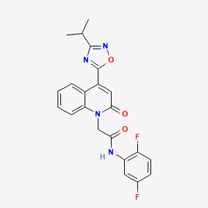 molecular formula C22H18F2N4O3 B11197231 N-(2,5-difluorophenyl)-2-{2-oxo-4-[3-(propan-2-yl)-1,2,4-oxadiazol-5-yl]quinolin-1(2H)-yl}acetamide 