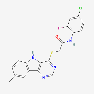 N-(4-Chloro-2-fluorophenyl)-2-({8-methyl-5H-pyrimido[5,4-B]indol-4-YL}sulfanyl)acetamide