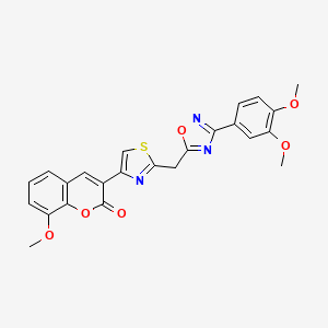 molecular formula C24H19N3O6S B11197381 3-(2-{[3-(3,4-dimethoxyphenyl)-1,2,4-oxadiazol-5-yl]methyl}-1,3-thiazol-4-yl)-8-methoxy-2H-chromen-2-one 