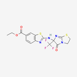 Ethyl 2-{[5-oxo-6-(trifluoromethyl)-2,3,5,6-tetrahydroimidazo[2,1-b][1,3]thiazol-6-yl]amino}-1,3-benzothiazole-6-carboxylate