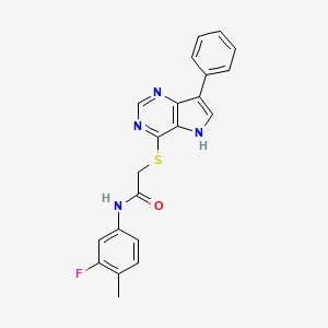 N-(3-Fluoro-4-methylphenyl)-2-({7-phenyl-5H-pyrrolo[3,2-D]pyrimidin-4-YL}sulfanyl)acetamide