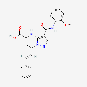 3-[(2-methoxyphenyl)carbamoyl]-7-[(E)-2-phenylethenyl]-4,7-dihydropyrazolo[1,5-a]pyrimidine-5-carboxylic acid