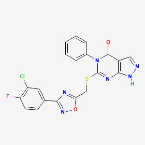 6-(((3-(3-chloro-4-fluorophenyl)-1,2,4-oxadiazol-5-yl)methyl)thio)-5-phenyl-1H-pyrazolo[3,4-d]pyrimidin-4(5H)-one