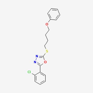 molecular formula C18H17ClN2O2S B11197573 2-(2-Chlorophenyl)-5-[(4-phenoxybutyl)sulfanyl]-1,3,4-oxadiazole 