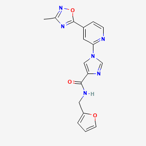 N-(furan-2-ylmethyl)-1-[4-(3-methyl-1,2,4-oxadiazol-5-yl)pyridin-2-yl]-1H-imidazole-4-carboxamide