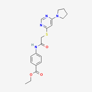 Ethyl 4-(2-((6-(pyrrolidin-1-yl)pyrimidin-4-yl)thio)acetamido)benzoate