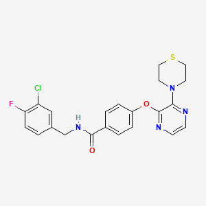 N-(3-chloro-4-fluorobenzyl)-4-{[3-(thiomorpholin-4-yl)pyrazin-2-yl]oxy}benzamide