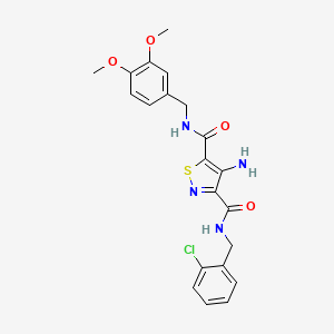 molecular formula C21H21ClN4O4S B11197748 4-amino-N~3~-(2-chlorobenzyl)-N~5~-(3,4-dimethoxybenzyl)-1,2-thiazole-3,5-dicarboxamide 