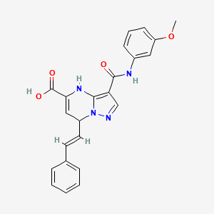 3-[(3-methoxyphenyl)carbamoyl]-7-[(E)-2-phenylethenyl]-4,7-dihydropyrazolo[1,5-a]pyrimidine-5-carboxylic acid