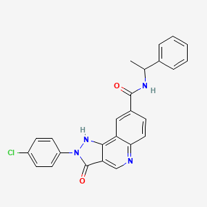 2-(4-chlorophenyl)-3-oxo-N-(1-phenylethyl)-3,5-dihydro-2H-pyrazolo[4,3-c]quinoline-8-carboxamide