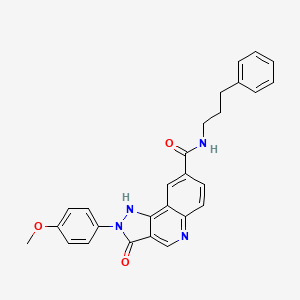 2-(4-morpholin-4-yl-7-phenyl-5H-pyrrolo[3,2-d]pyrimidin-5-yl)-N-(tetrahydrofuran-2-ylmethyl)acetamide