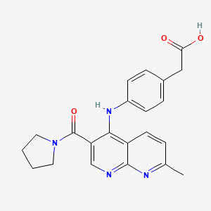 2-(4-((7-Methyl-3-(pyrrolidine-1-carbonyl)-1,8-naphthyridin-4-yl)amino)phenyl)acetic acid