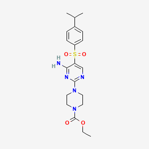 Ethyl 4-(4-amino-5-{[4-(propan-2-yl)phenyl]sulfonyl}pyrimidin-2-yl)piperazine-1-carboxylate