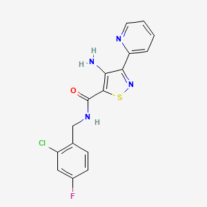 4-amino-N-(2-chloro-4-fluorobenzyl)-3-(pyridin-2-yl)-1,2-thiazole-5-carboxamide