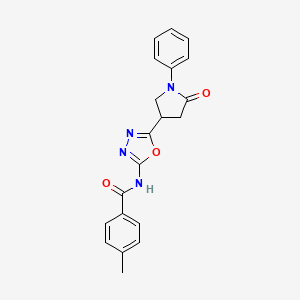 molecular formula C20H18N4O3 B11198129 4-methyl-N-[5-(5-oxo-1-phenylpyrrolidin-3-yl)-1,3,4-oxadiazol-2-yl]benzamide 