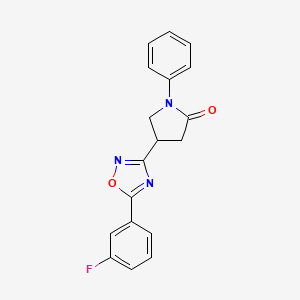 4-(5-(3-Fluorophenyl)-1,2,4-oxadiazol-3-yl)-1-phenylpyrrolidin-2-one