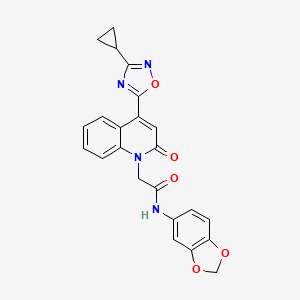 molecular formula C23H18N4O5 B11198146 N-(1,3-benzodioxol-5-yl)-2-[4-(3-cyclopropyl-1,2,4-oxadiazol-5-yl)-2-oxoquinolin-1(2H)-yl]acetamide 