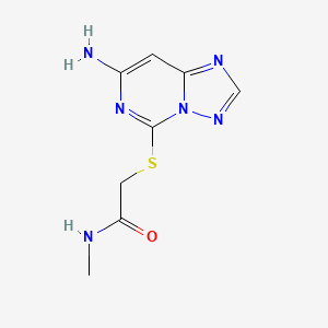 molecular formula C8H10N6OS B11198158 Acetamide, 2-((7-amino(1,2,4)triazolo(1,5-c)pyrimidin-5-yl)thio)-N-methyl- CAS No. 143212-82-2