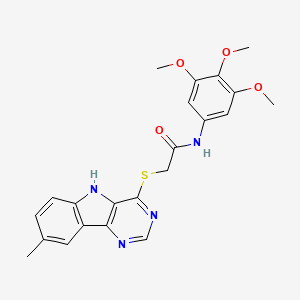 molecular formula C22H22N4O4S B11198196 2-({8-Methyl-5H-pyrimido[5,4-B]indol-4-YL}sulfanyl)-N-(3,4,5-trimethoxyphenyl)acetamide 