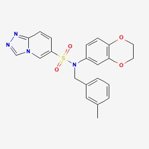 molecular formula C22H20N4O4S B11198199 N-(2,3-dihydrobenzo[b][1,4]dioxin-6-yl)-N-(3-methylbenzyl)-[1,2,4]triazolo[4,3-a]pyridine-6-sulfonamide 