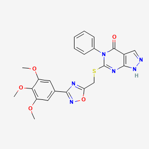 5-phenyl-6-(((3-(3,4,5-trimethoxyphenyl)-1,2,4-oxadiazol-5-yl)methyl)thio)-1H-pyrazolo[3,4-d]pyrimidin-4(5H)-one