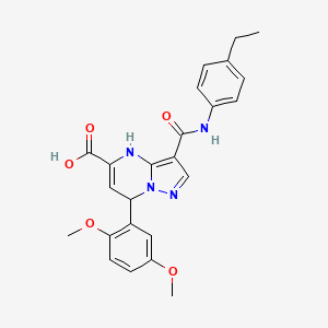 7-(2,5-Dimethoxyphenyl)-3-[(4-ethylphenyl)carbamoyl]-4,7-dihydropyrazolo[1,5-a]pyrimidine-5-carboxylic acid