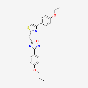 molecular formula C23H23N3O3S B11198295 5-{[4-(4-Ethoxyphenyl)-1,3-thiazol-2-yl]methyl}-3-(4-propoxyphenyl)-1,2,4-oxadiazole 