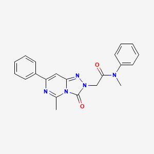 molecular formula C21H19N5O2 B11198319 N-methyl-2-(5-methyl-3-oxo-7-phenyl[1,2,4]triazolo[4,3-c]pyrimidin-2(3H)-yl)-N-phenylacetamide 