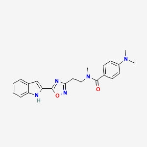 molecular formula C22H23N5O2 B11198325 4-(dimethylamino)-N-{2-[5-(1H-indol-2-yl)-1,2,4-oxadiazol-3-yl]ethyl}-N-methylbenzamide 