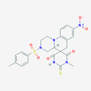 1'-methyl-3-[(4-methylphenyl)sulfonyl]-8-nitro-2'-thioxo-2,3,4,4a-tetrahydro-1H,2'H,6H-spiro[pyrazino[1,2-a]quinoline-5,5'-pyrimidine]-4',6'(1'H,3'H)-dione