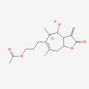 molecular formula C17H24O5 B11198351 3-{4-Hydroxy-5,7-dimethyl-3-methylidene-2-oxo-2H,3H,3AH,4H,5H,8H,8AH-cyclohepta[B]furan-6-YL}propyl acetate 