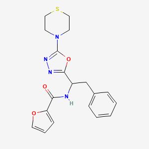 N-{2-Phenyl-1-[5-(thiomorpholin-4-YL)-1,3,4-oxadiazol-2-YL]ethyl}furan-2-carboxamide