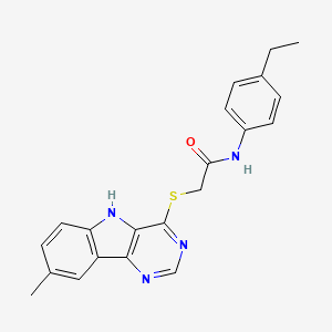 molecular formula C21H20N4OS B11198405 N-(4-Ethylphenyl)-2-({8-methyl-5H-pyrimido[5,4-B]indol-4-YL}sulfanyl)acetamide 