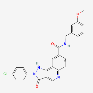 molecular formula C25H19ClN4O3 B11198453 2-(4-chlorophenyl)-N-[(3-methoxyphenyl)methyl]-3-oxo-2H,3H,5H-pyrazolo[4,3-c]quinoline-8-carboxamide 