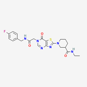 N-Ethyl-1-[6-({[(4-fluorophenyl)methyl]carbamoyl}methyl)-7-oxo-6H,7H-[1,3]thiazolo[4,5-D]pyrimidin-2-YL]piperidine-3-carboxamide