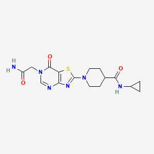 1-[6-(2-amino-2-oxoethyl)-7-oxo-6,7-dihydro[1,3]thiazolo[4,5-d]pyrimidin-2-yl]-N-cyclopropylpiperidine-4-carboxamide