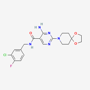 4-amino-N-(3-chloro-4-fluorobenzyl)-2-(1,4-dioxa-8-azaspiro[4.5]dec-8-yl)pyrimidine-5-carboxamide