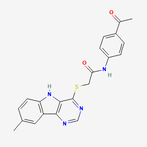 molecular formula C21H18N4O2S B11198533 N-(4-Acetylphenyl)-2-({8-methyl-5H-pyrimido[5,4-B]indol-4-YL}sulfanyl)acetamide 